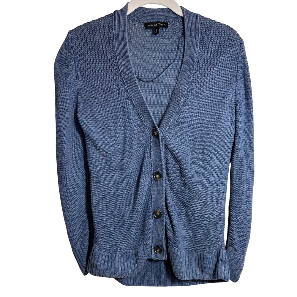 Banana Republic Blue Knit Cardigan Sweater Linen‎ Size S/XS